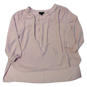 J.Jill Wearever Pink Pastel Draped Sheer 3/4 Sleeve Blouse Women’s Small Petite